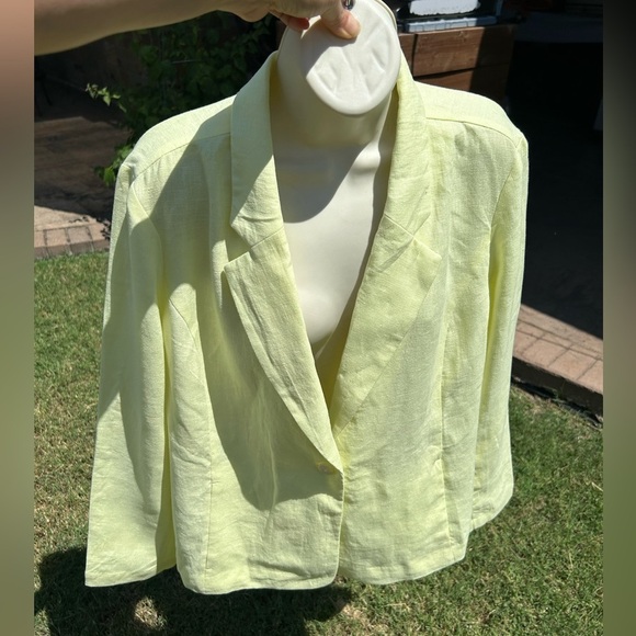 J.Jill Love Linen women's single button Yellow blazer Jacket Sz-PL.  S13 - Picture 8 of 13